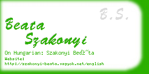 beata szakonyi business card